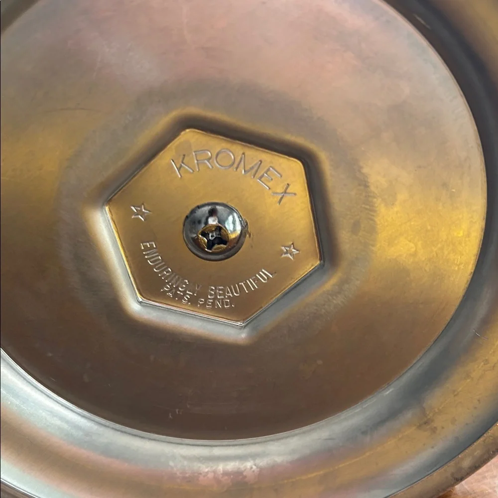 Vintage Stainless Steel Ice Bucket with Black and Gold Accents